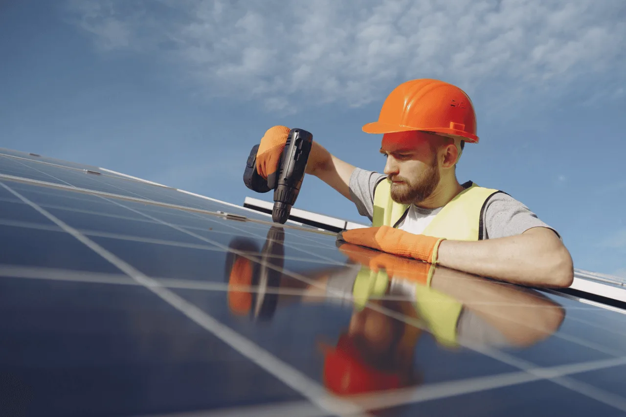 Panels being carefully removed and stored ahead of roof work